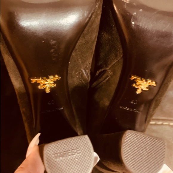 PRADA Ladies Knee High Brown Suede, High Heeled, Side Zip Up Boots Like New! - Picture 2 of 11